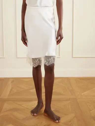 Carine Gilson Lace-trimmed Silk-satin Midi Skirt | Thumbnail 2 Carine Gilson Lace-trimmed Silk-satin Midi Skirt | Thumbnail 2