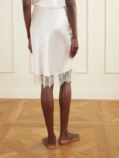 Carine Gilson Lace-trimmed Silk-satin Midi Skirt | Thumbnail 4 Carine Gilson Lace-trimmed Silk-satin Midi Skirt | Thumbnail 4