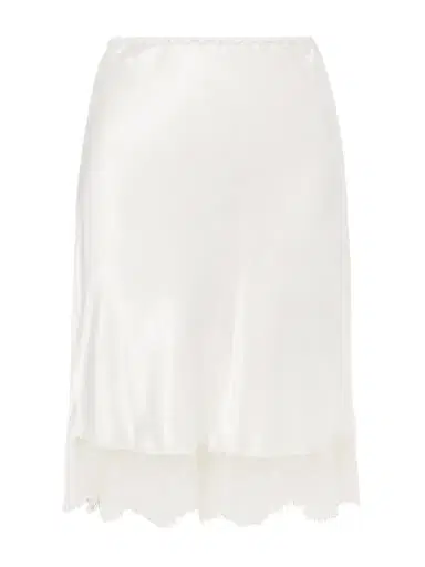 Carine Gilson Lace-trimmed Silk-satin Midi Skirt | Thumbnail 1 Carine Gilson Lace-trimmed Silk-satin Midi Skirt | Thumbnail 1