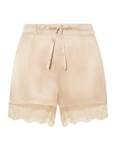 Carine Gilson Lace-trimmed Silk-satin Shorts | Thumbnail 1 Carine Gilson Lace-trimmed Silk-satin Shorts | Thumbnail 1