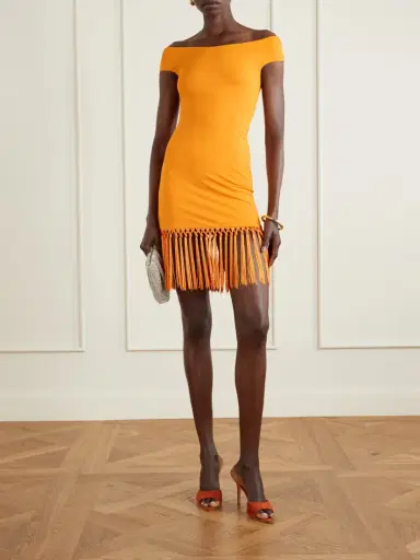 Taller Marmo Romy Off-the-shoulder Fringed Jersey Mini Dress | Thumbnail 2 Taller Marmo Romy Off-the-shoulder Fringed Jersey Mini Dress | Thumbnail 2