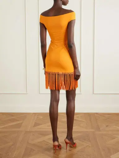 Taller Marmo Romy Off-the-shoulder Fringed Jersey Mini Dress | Thumbnail 3 Taller Marmo Romy Off-the-shoulder Fringed Jersey Mini Dress | Thumbnail 3