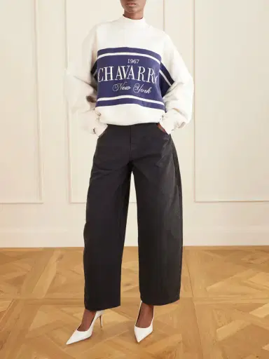 Willy Chavarria Oversized Embroidered Striped Cotton-jersey Sweater | Thumbnail 2 Willy Chavarria Oversized Embroidered Striped Cotton-jersey Sweater | Thumbnail 2