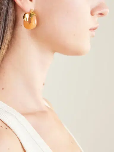 Lizzie Fortunato Tangerine Gold-tone Resin Hoop Earrings | Thumbnail 4 Lizzie Fortunato Tangerine Gold-tone Resin Hoop Earrings | Thumbnail 4
