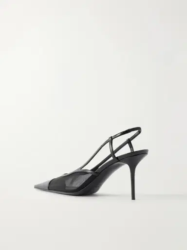 Saint Laurent Renée Embroidered Patent Leather-trimmed Mesh Slingback Pumps | Thumbnail 3 Saint Laurent Renée Embroidered Patent Leather-trimmed Mesh Slingback Pumps | Thumbnail 3