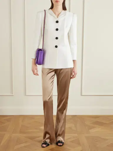 Valentino Garavani Silk-blend Duchesse Straight-leg Pants | Thumbnail 2 Valentino Garavani Silk-blend Duchesse Straight-leg Pants | Thumbnail 2