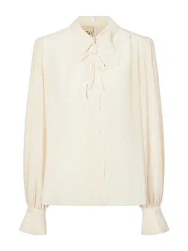 Valentino Garavani Bow-embellished Silk-crepe De Chine Blouse | Thumbnail 1 Valentino Garavani Bow-embellished Silk-crepe De Chine Blouse | Thumbnail 1