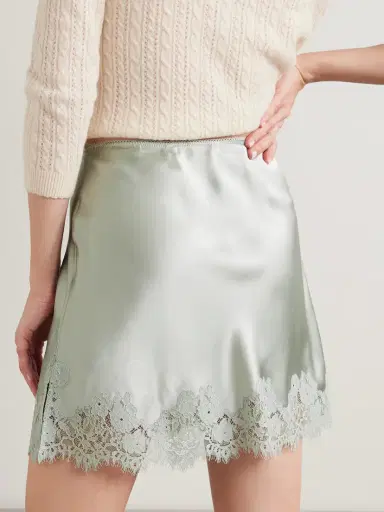 DÔEN Giuliette Lace-trimmed Floral-print Silk-charmeuse Skirt | Thumbnail 3 DÔEN Giuliette Lace-trimmed Floral-print Silk-charmeuse Skirt | Thumbnail 3