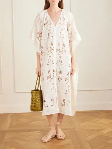 Loretta Caponi Atrani Embroidered Cotton-blend Midi Dress | Thumbnail 2 Loretta Caponi Atrani Embroidered Cotton-blend Midi Dress | Thumbnail 2