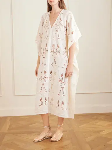 Loretta Caponi Atrani Embroidered Cotton-blend Midi Dress | Thumbnail 3 Loretta Caponi Atrani Embroidered Cotton-blend Midi Dress | Thumbnail 3