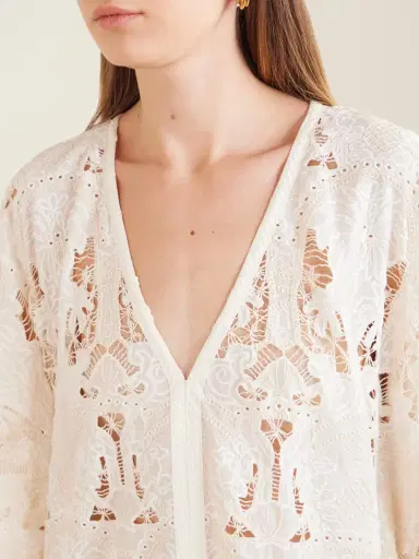 Loretta Caponi Atrani Embroidered Cotton-blend Midi Dress | Thumbnail 5 Loretta Caponi Atrani Embroidered Cotton-blend Midi Dress | Thumbnail 5