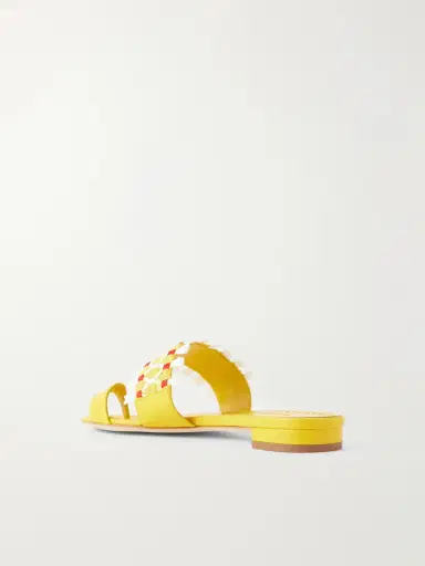 Manolo Blahnik Brava Raffia-trimmed Crocheted Leather Sandals | Thumbnail 3 Manolo Blahnik Brava Raffia-trimmed Crocheted Leather Sandals | Thumbnail 3