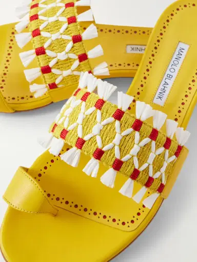 Manolo Blahnik Brava Raffia-trimmed Crocheted Leather Sandals | Thumbnail 5 Manolo Blahnik Brava Raffia-trimmed Crocheted Leather Sandals | Thumbnail 5