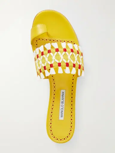 Manolo Blahnik Brava Raffia-trimmed Crocheted Leather Sandals | Thumbnail 6 Manolo Blahnik Brava Raffia-trimmed Crocheted Leather Sandals | Thumbnail 6