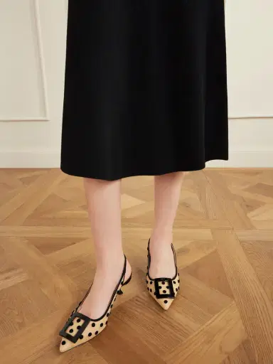 Roger Vivier Virgule 55 Suede-trimmed Polka-dot Slingback Pumps | Thumbnail 2 Roger Vivier Virgule 55 Suede-trimmed Polka-dot Slingback Pumps | Thumbnail 2