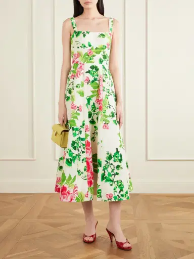 Saloni Sabrina Floral-print Woven Midi Dress | Thumbnail 2 Saloni Sabrina Floral-print Woven Midi Dress | Thumbnail 2