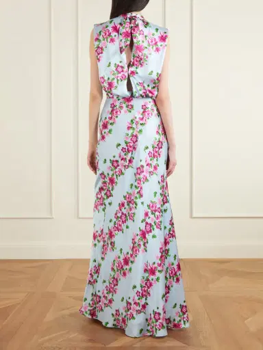 Saloni Fleur Printed Satin Halterneck Gown | Thumbnail 3 Saloni Fleur Printed Satin Halterneck Gown | Thumbnail 3