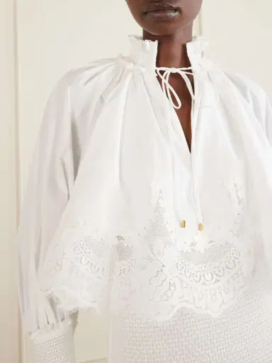 Zimmermann Alchemy Ruffled Shirred Lace-trimmed Cotton-poplin Midi Dress | Thumbnail 4 Zimmermann Alchemy Ruffled Shirred Lace-trimmed Cotton-poplin Midi Dress | Thumbnail 4