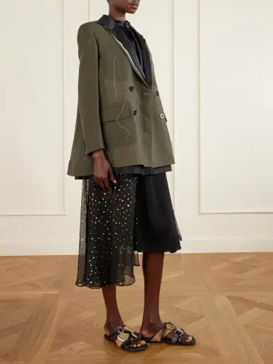 Sacai Belted Polka-dot Chiffon And Satin Midi Dress | Thumbnail 2 Sacai Belted Polka-dot Chiffon And Satin Midi Dress | Thumbnail 2