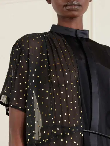 Sacai Belted Polka-dot Chiffon And Satin Midi Dress | Thumbnail 5 Sacai Belted Polka-dot Chiffon And Satin Midi Dress | Thumbnail 5