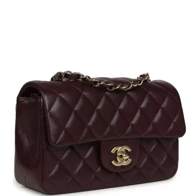 Chanel Chanel Mini Classic Rectangular Flap Bag Burgundy Shiny Lambskin Light Gold Hardware | Thumbnail 2 Chanel Chanel Mini Classic Rectangular Flap Bag Burgundy Shiny Lambskin Light Gold Hardware | Thumbnail 2