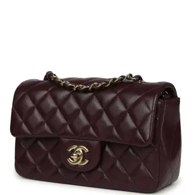 Chanel Chanel Mini Classic Rectangular Flap Bag Burgundy Shiny Lambskin Light Gold Hardware | Thumbnail 5 Chanel Chanel Mini Classic Rectangular Flap Bag Burgundy Shiny Lambskin Light Gold Hardware | Thumbnail 5