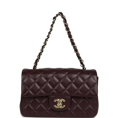 Chanel Chanel Mini Classic Rectangular Flap Bag Burgundy Shiny Lambskin Light Gold Hardware | Thumbnail 7 Chanel Chanel Mini Classic Rectangular Flap Bag Burgundy Shiny Lambskin Light Gold Hardware | Thumbnail 7