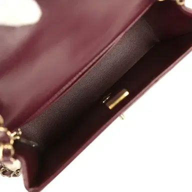 Chanel Chanel Mini Classic Rectangular Flap Bag Burgundy Shiny Lambskin Light Gold Hardware | Thumbnail 8 Chanel Chanel Mini Classic Rectangular Flap Bag Burgundy Shiny Lambskin Light Gold Hardware | Thumbnail 8