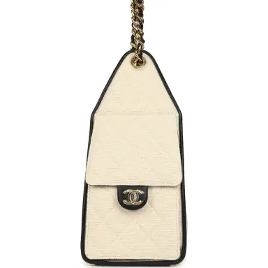 Chanel Chanel Small 25 Hobo Bag Ecru Canvas and Black Calfskin Gold Hardware | Thumbnail 3 Chanel Chanel Small 25 Hobo Bag Ecru Canvas and Black Calfskin Gold Hardware | Thumbnail 3