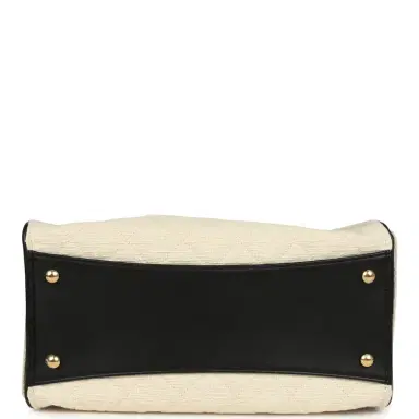 Chanel Chanel Small 25 Hobo Bag Ecru Canvas and Black Calfskin Gold Hardware | Thumbnail 7 Chanel Chanel Small 25 Hobo Bag Ecru Canvas and Black Calfskin Gold Hardware | Thumbnail 7