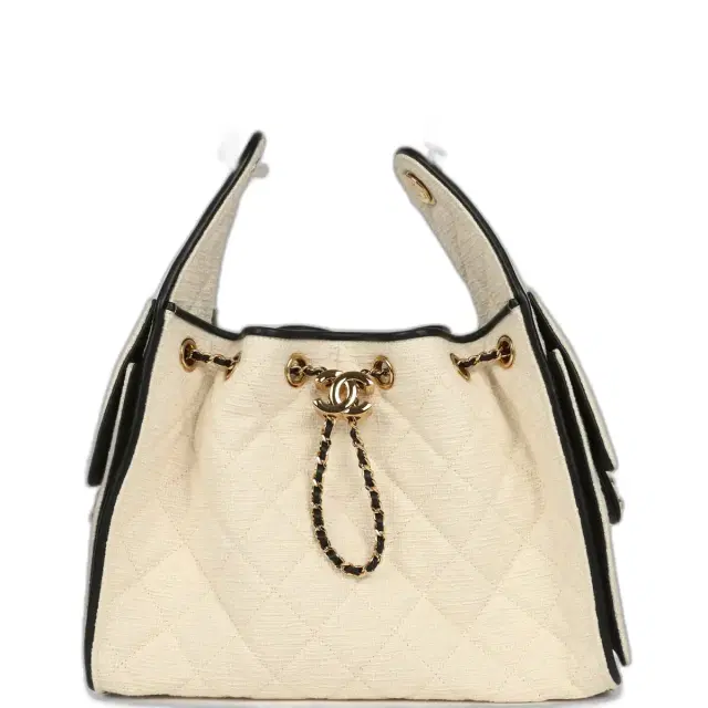 Chanel Small 25 Hobo Bag Ecru Canvas and Black Calfskin Gold Hardware Chanel Small 25 Hobo Bag Ecru Canvas and Black Calfskin Gold Hardware