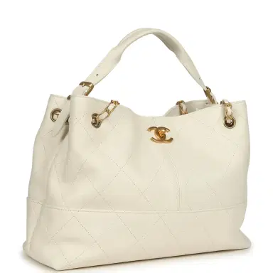 Chanel Chanel Small Coco Hobo Bag White Calfskin Antique Gold Hardware | Thumbnail 2 Chanel Chanel Small Coco Hobo Bag White Calfskin Antique Gold Hardware | Thumbnail 2