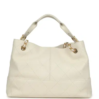 Chanel Chanel Small Coco Hobo Bag White Calfskin Antique Gold Hardware | Thumbnail 4 Chanel Chanel Small Coco Hobo Bag White Calfskin Antique Gold Hardware | Thumbnail 4