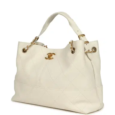 Chanel Chanel Small Coco Hobo Bag White Calfskin Antique Gold Hardware | Thumbnail 5 Chanel Chanel Small Coco Hobo Bag White Calfskin Antique Gold Hardware | Thumbnail 5