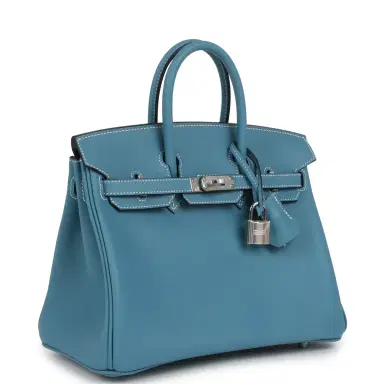 HERMÈS Hermes Birkin 25 Blue Jean Swift Palladium Hardware | Thumbnail 2 HERMÈS Hermes Birkin 25 Blue Jean Swift Palladium Hardware | Thumbnail 2