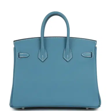 HERMÈS Hermes Birkin 25 Blue Jean Swift Palladium Hardware | Thumbnail 4 HERMÈS Hermes Birkin 25 Blue Jean Swift Palladium Hardware | Thumbnail 4