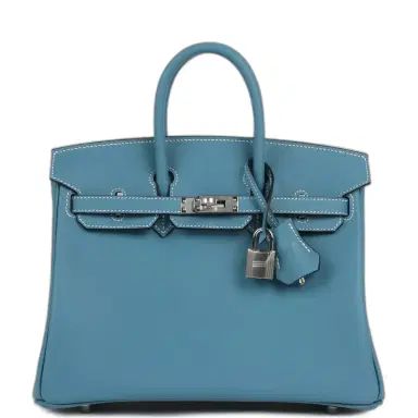 HERMÈS Hermes Birkin 25 Blue Jean Swift Palladium Hardware | Thumbnail 1 HERMÈS Hermes Birkin 25 Blue Jean Swift Palladium Hardware | Thumbnail 1