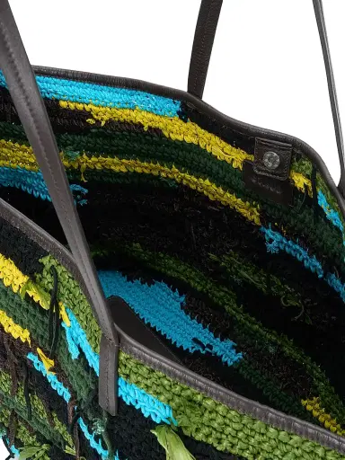 Staud Women's Christos Large Colorblocked Raffia Tote Bag - Happy Sack | Thumbnail 3 Staud Women's Christos Large Colorblocked Raffia Tote Bag - Happy Sack | Thumbnail 3