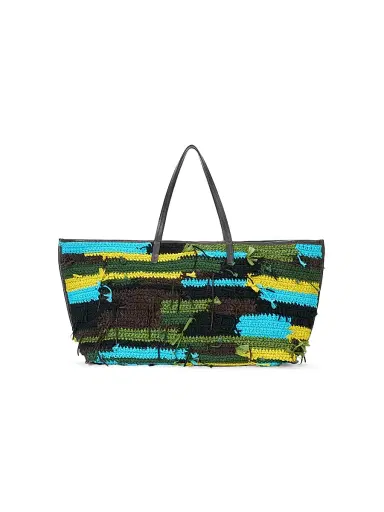 Staud Women's Christos Large Colorblocked Raffia Tote Bag - Happy Sack | Thumbnail 4 Staud Women's Christos Large Colorblocked Raffia Tote Bag - Happy Sack | Thumbnail 4