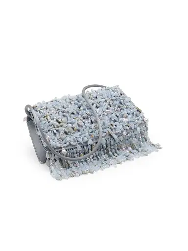 Cult Gaia Women's Idalia Bead-Embellished Satin Shoulder Bag - Coastal | Thumbnail 4 Cult Gaia Women's Idalia Bead-Embellished Satin Shoulder Bag - Coastal | Thumbnail 4
