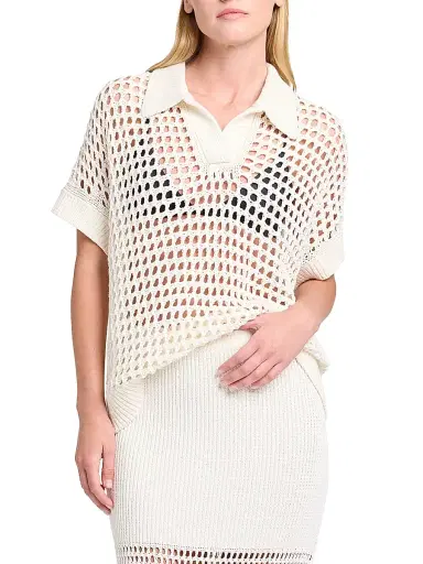 TWP Women's Supersized Linen-Silk Polo Top | Thumbnail 3 TWP Women's Supersized Linen-Silk Polo Top | Thumbnail 3