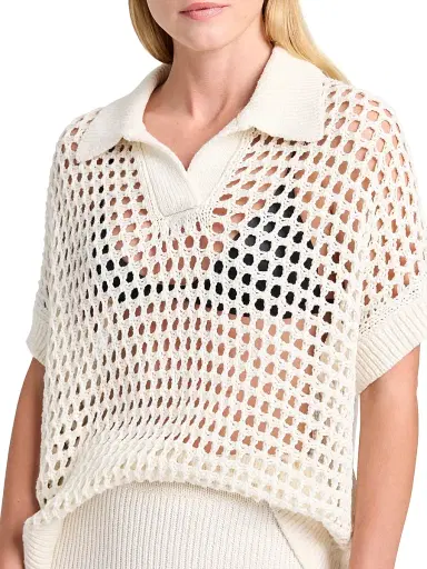 TWP Women's Supersized Linen-Silk Polo Top | Thumbnail 6 TWP Women's Supersized Linen-Silk Polo Top | Thumbnail 6