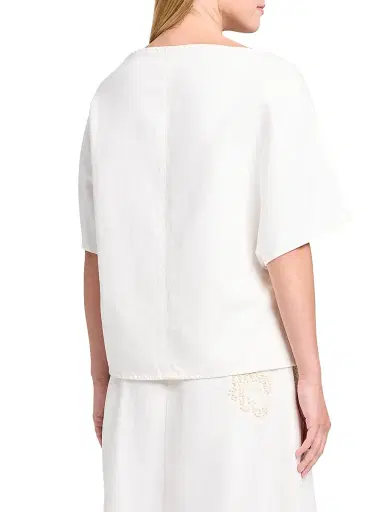 TWP Women's Simple Cotton-Linen T-Shirt - White - Size Large | Thumbnail 4 TWP Women's Simple Cotton-Linen T-Shirt - White - Size Large | Thumbnail 4