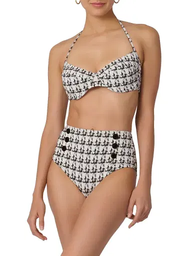 Shoshanna Women's Houndstooth Halterneck ikini Top - Jet | Thumbnail 2 Shoshanna Women's Houndstooth Halterneck ikini Top - Jet | Thumbnail 2