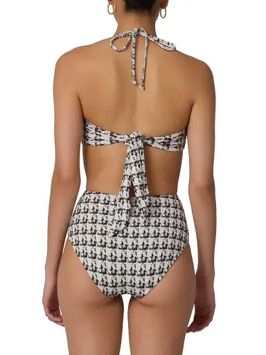 Shoshanna Women's Houndstooth Halterneck ikini Top - Jet | Thumbnail 3 Shoshanna Women's Houndstooth Halterneck ikini Top - Jet | Thumbnail 3