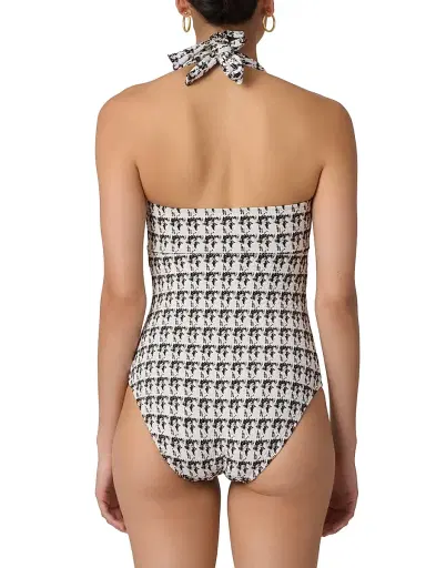 Shoshanna Women's Houndstooth Halterneck One-Piece Swimsuit - Jet | Thumbnail 4 Shoshanna Women's Houndstooth Halterneck One-Piece Swimsuit - Jet | Thumbnail 4