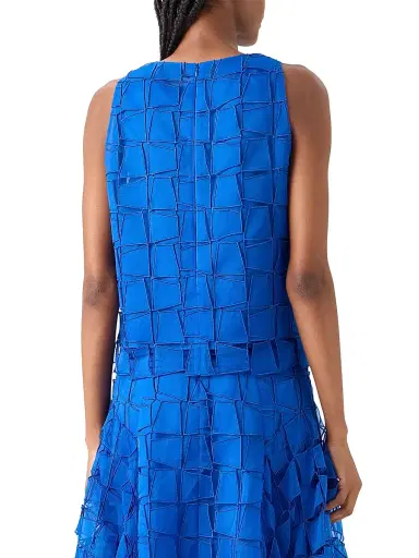 Akris Women's Organza Silk Trapazoid-Embroidered Blouse - Lapis Blue | Thumbnail 4 Akris Women's Organza Silk Trapazoid-Embroidered Blouse - Lapis Blue | Thumbnail 4