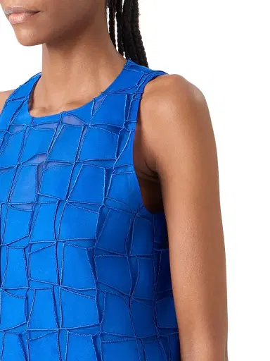 Akris Women's Organza Silk Trapazoid-Embroidered Blouse - Lapis Blue | Thumbnail 6 Akris Women's Organza Silk Trapazoid-Embroidered Blouse - Lapis Blue | Thumbnail 6