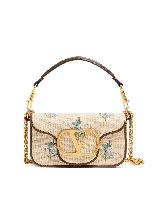 Women's Locò Linen Shoulder Bag with Embroidery - Natural Women's Locò Linen Shoulder Bag with Embroidery - Natural