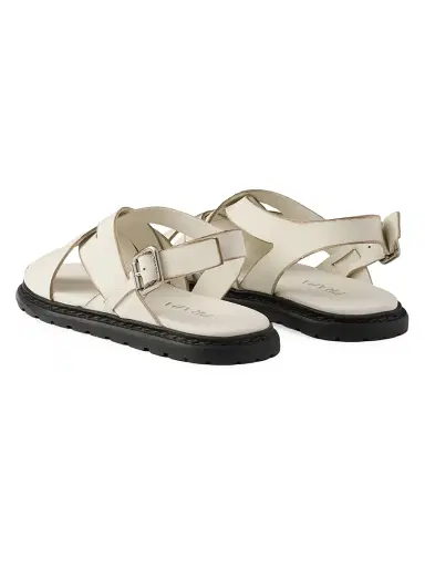Prada Women's Antiqued Leather Sandals - White | Thumbnail 3 Prada Women's Antiqued Leather Sandals - White | Thumbnail 3